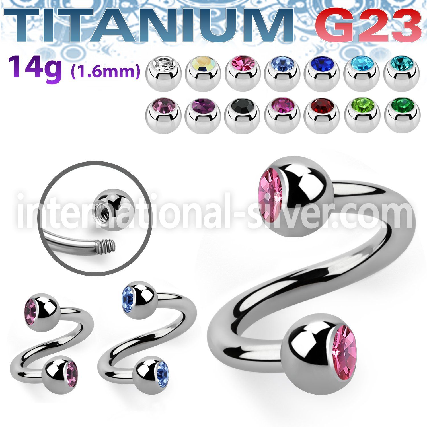 uspjb4 spirals twisters titanium g23 implant grade labrets chin