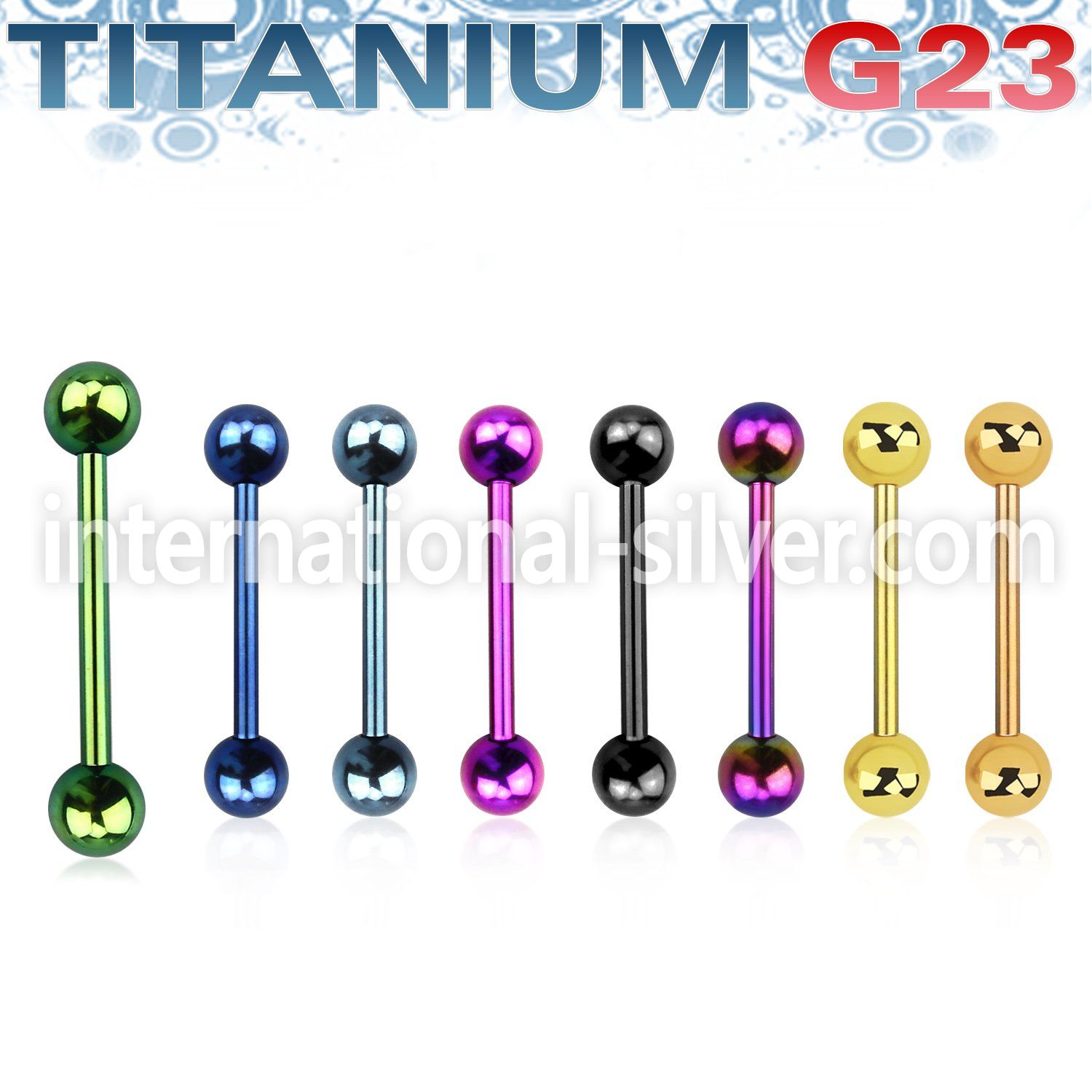 utbbs straight barbells anodized titanium g23 implant grade tongue