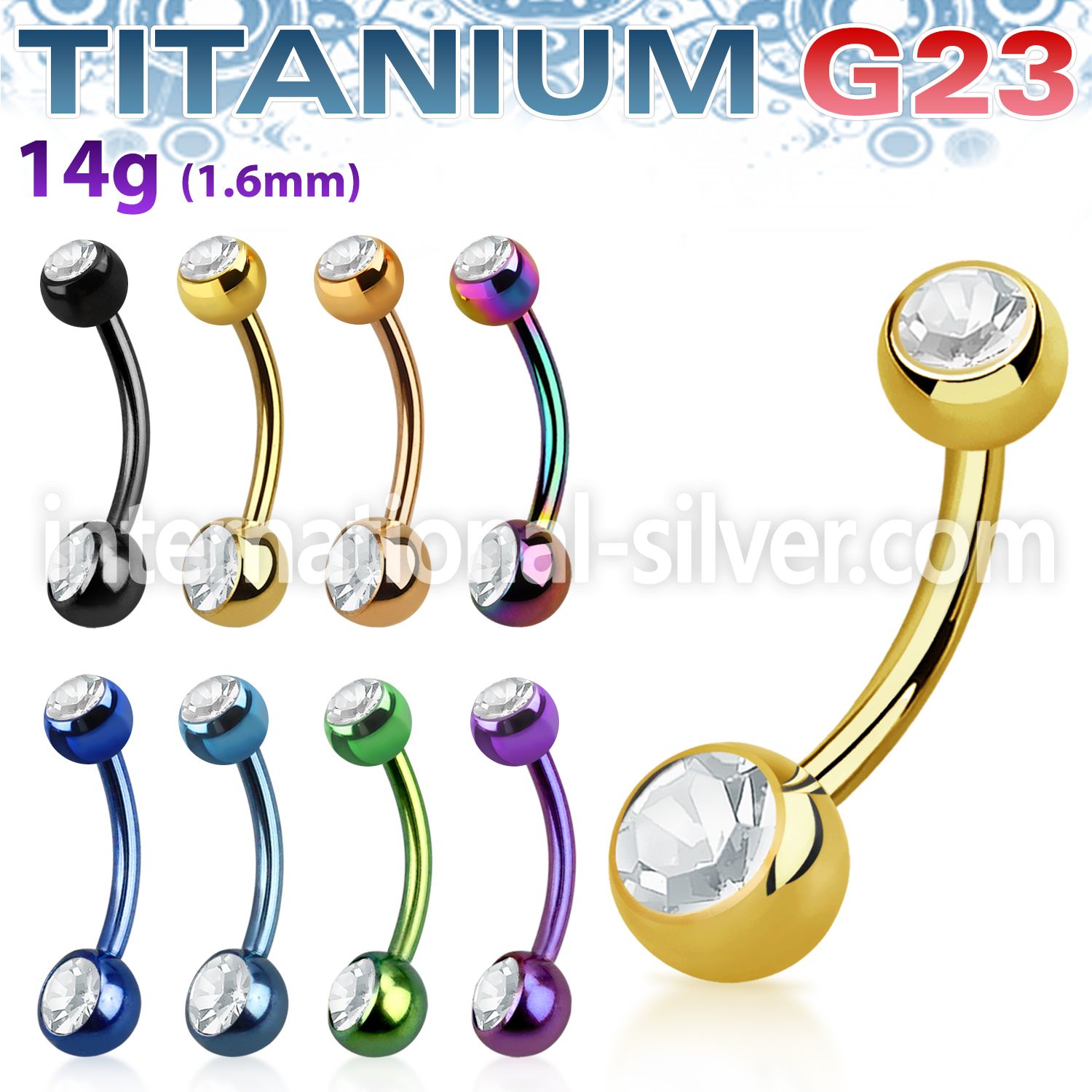 utbn2cs belly rings anodized titanium g23 implant grade belly button