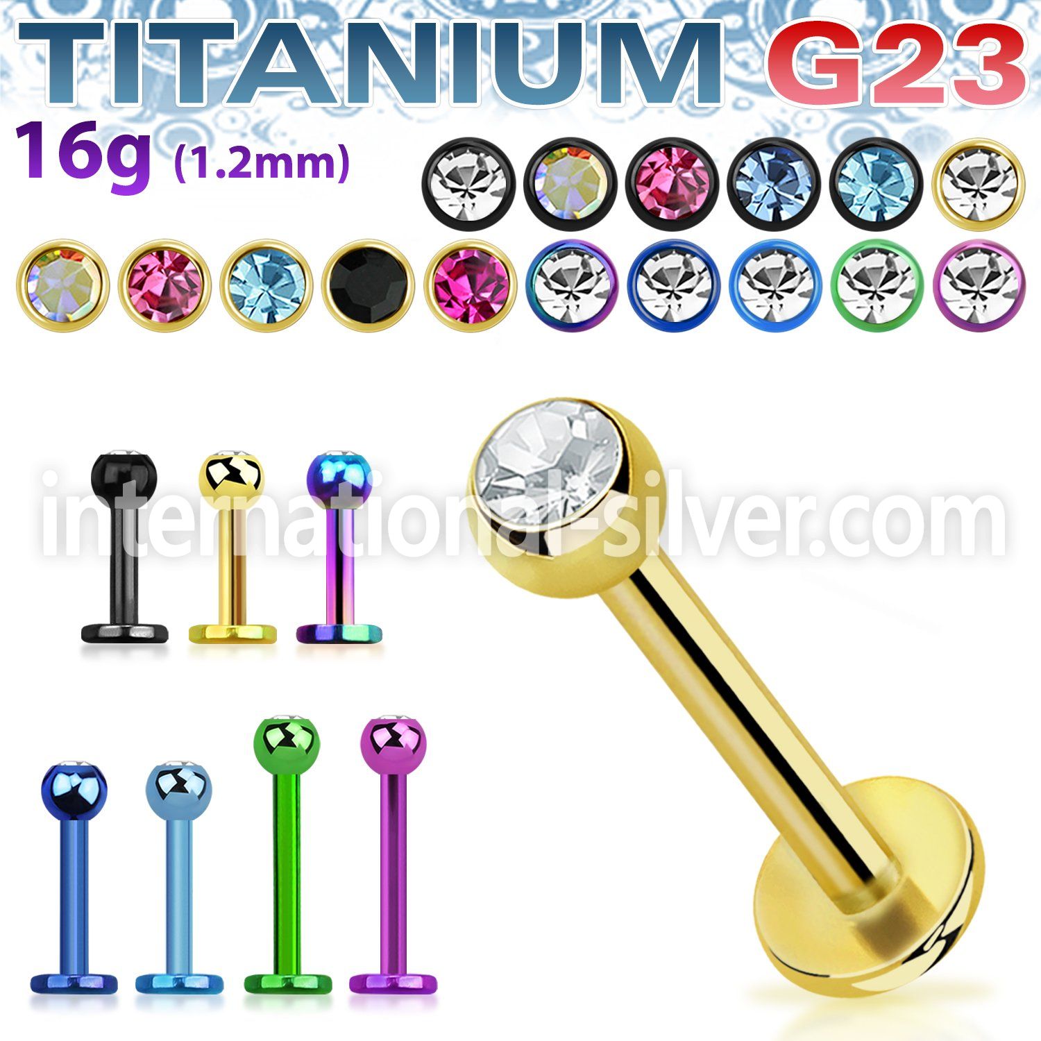 utlbc3 labrets lip rings anodized titanium g23 implant grade labrets chin