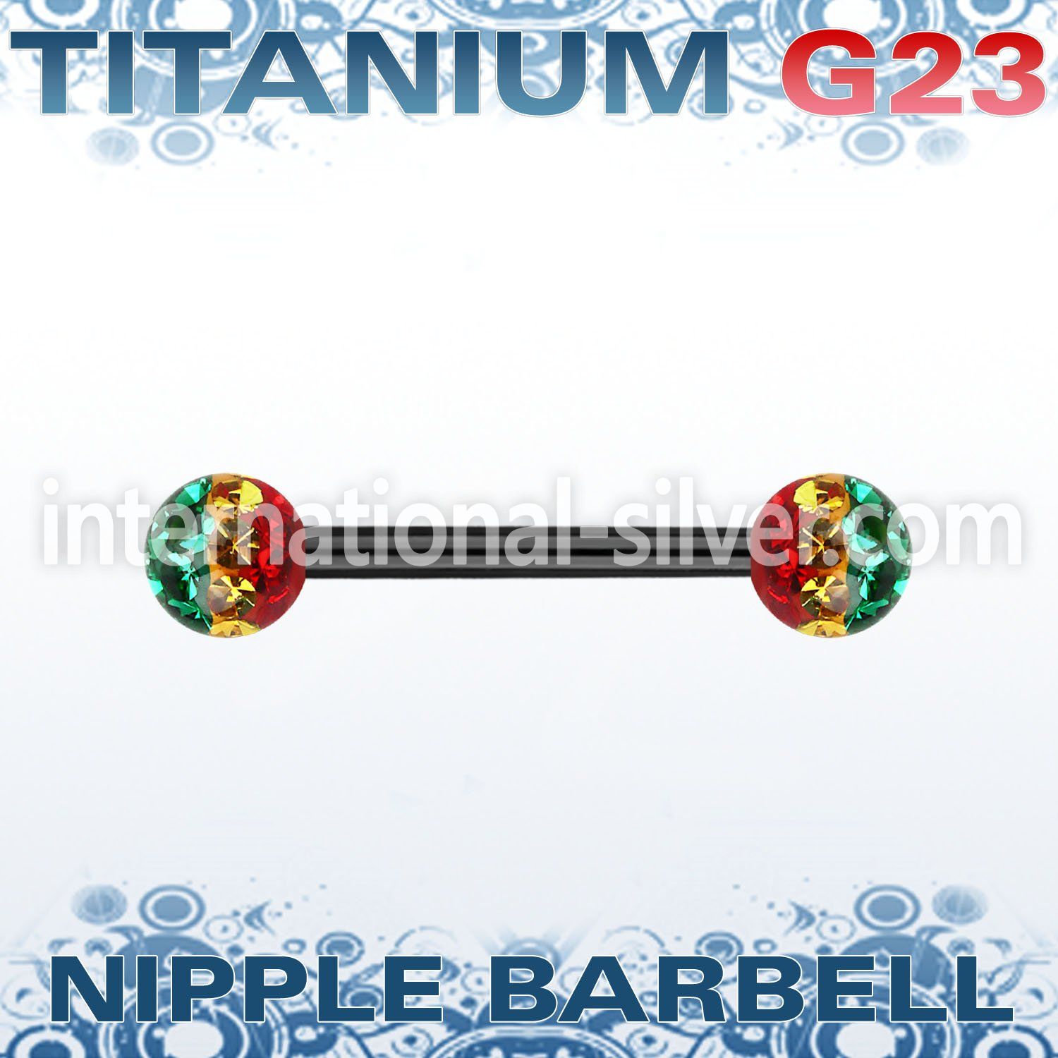 utnpfr5r straight barbells anodized titanium g23 implant grade nipple