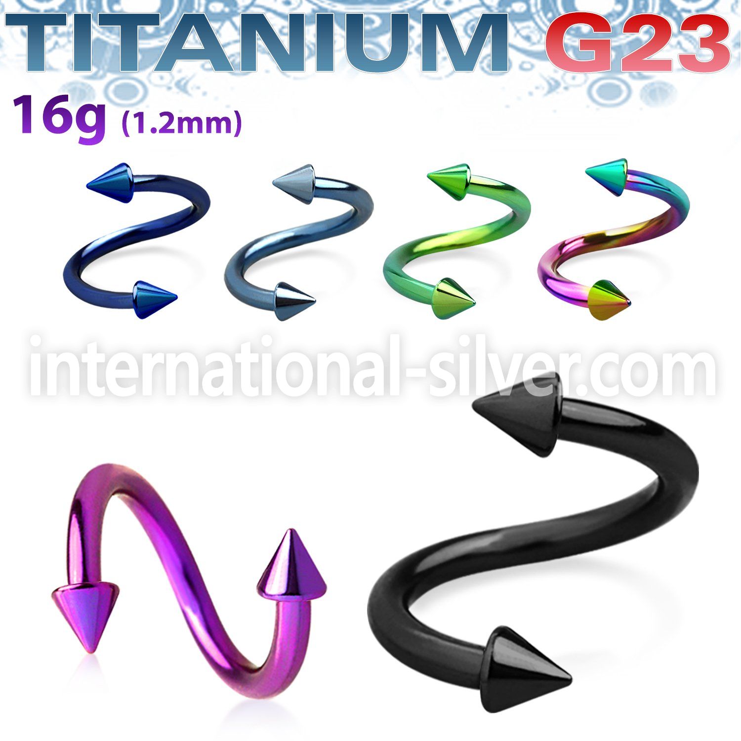 utspen25 spirals twisters anodized titanium g23 implant grade eyebrow