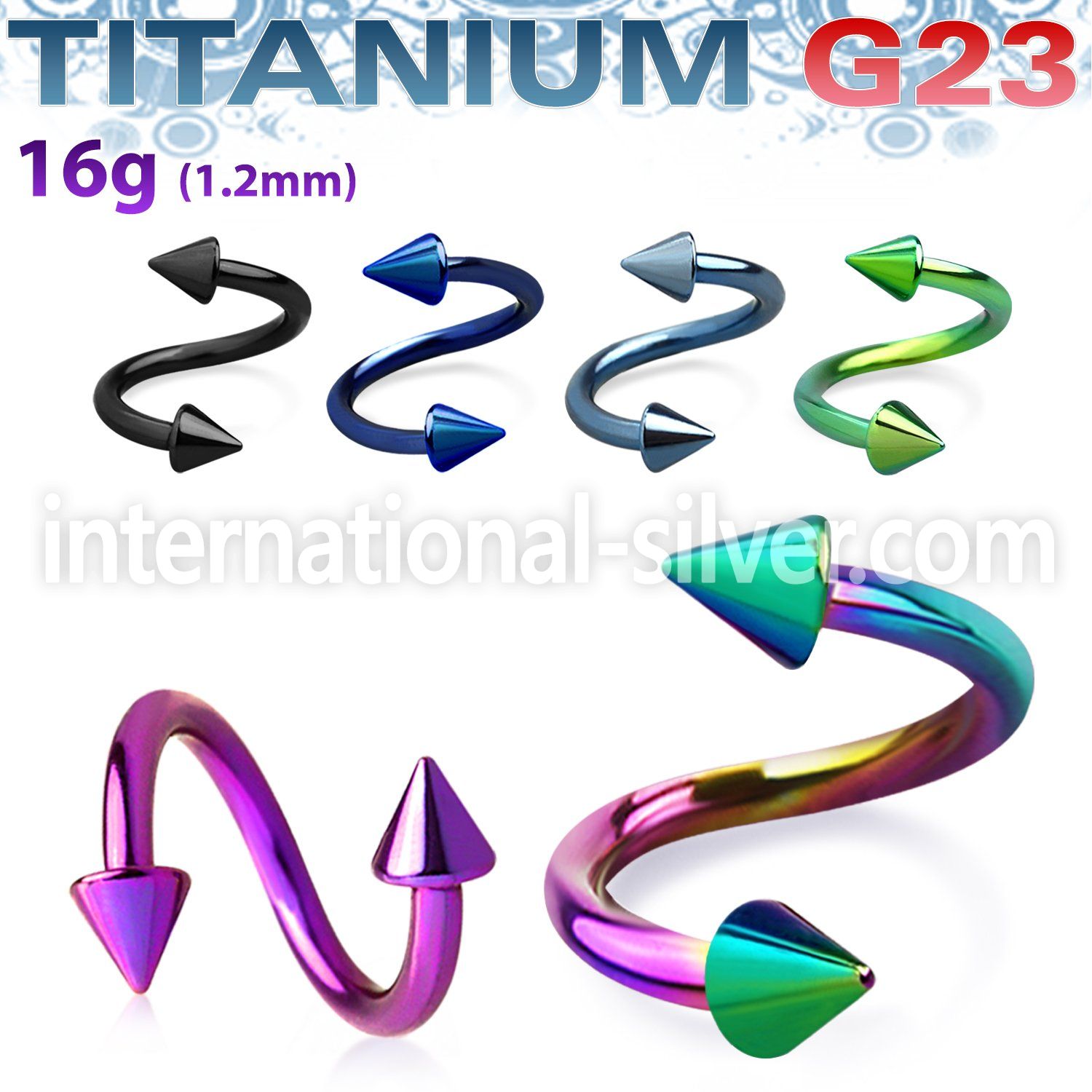 utspen spirals twisters anodized titanium g23 implant grade eyebrow