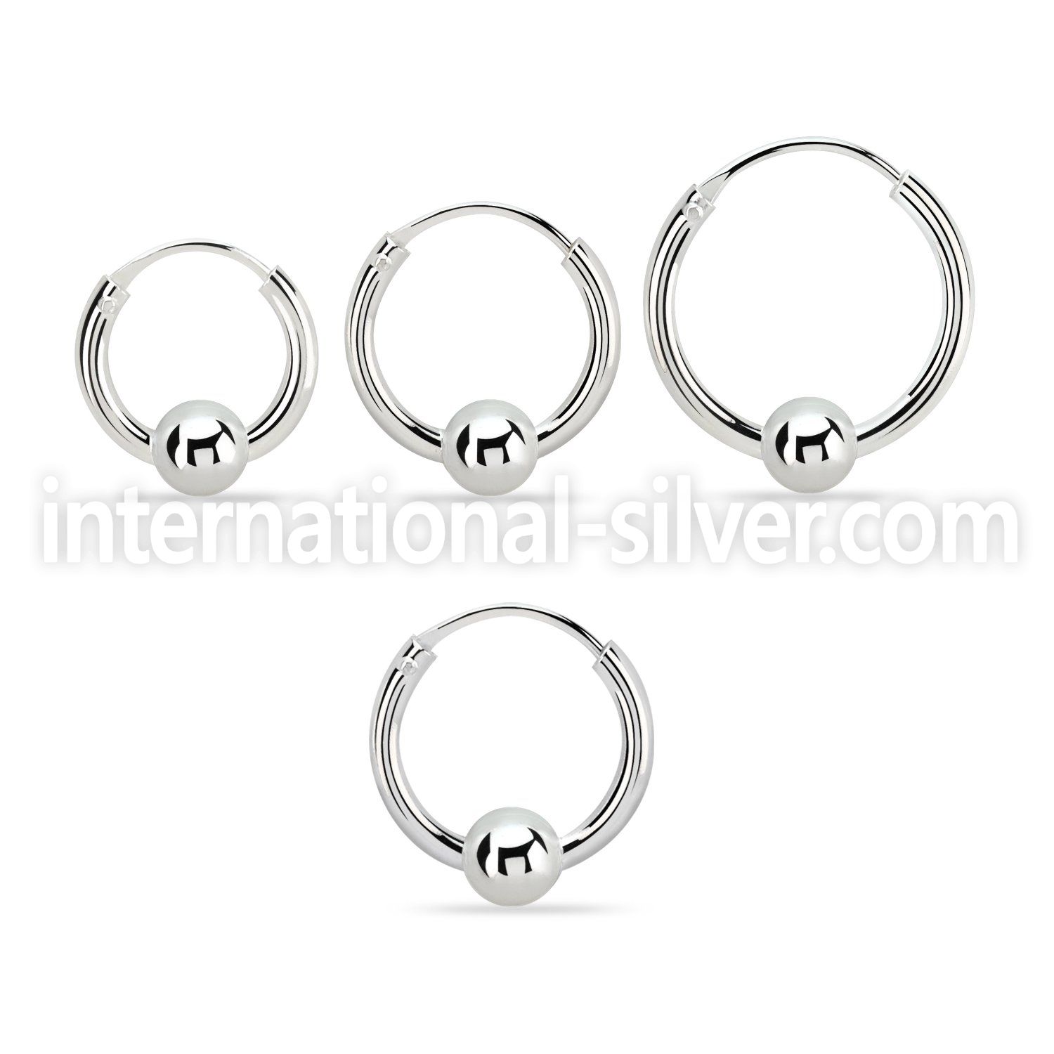 vbcr14s 925 silver ball closure earrings (1.6mm) with 4mm ball