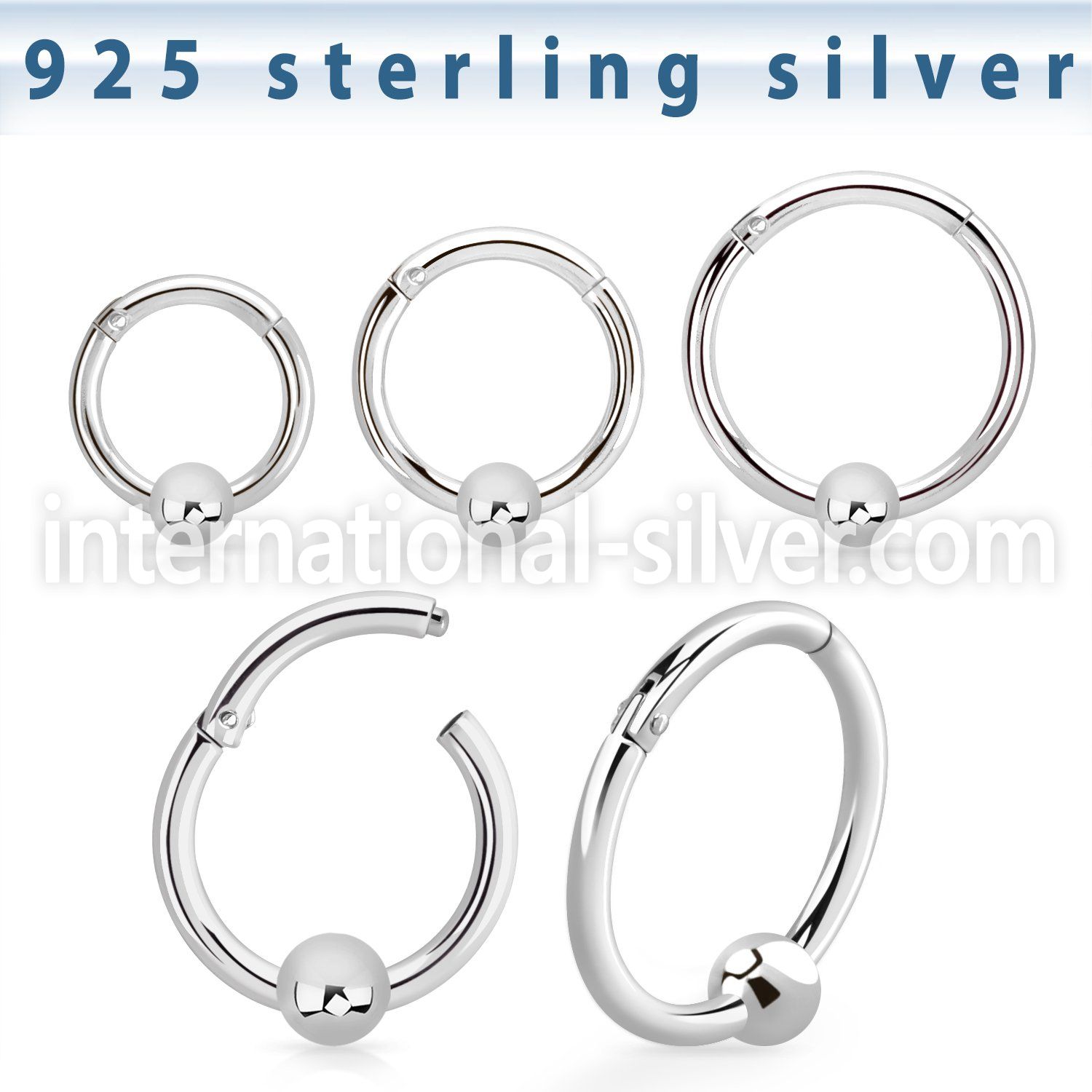 vsegh16b3 sterling silver hinged segment hoop 16g