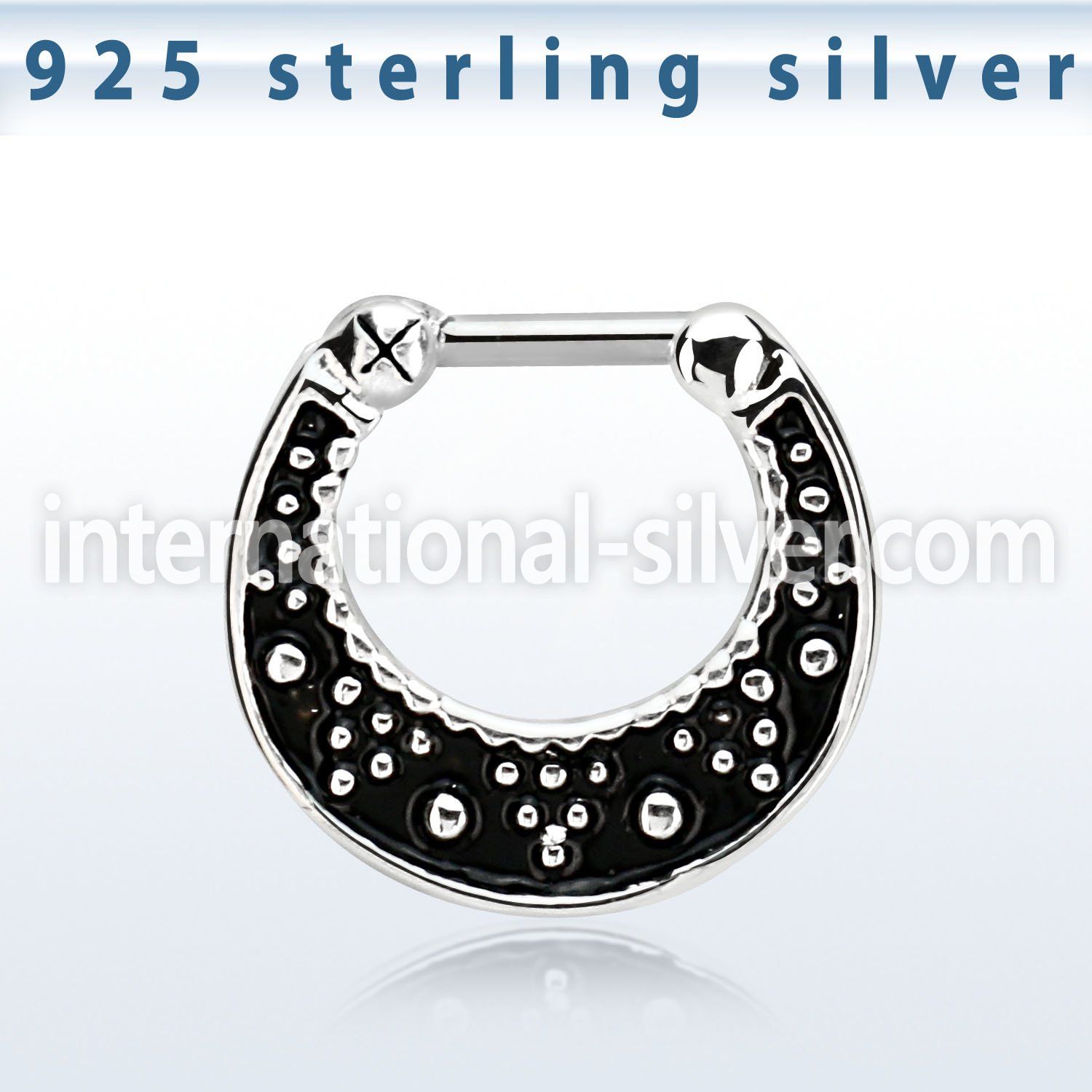 vsepfb14 silver septum clicker w black accent w 1.6mm closure bar