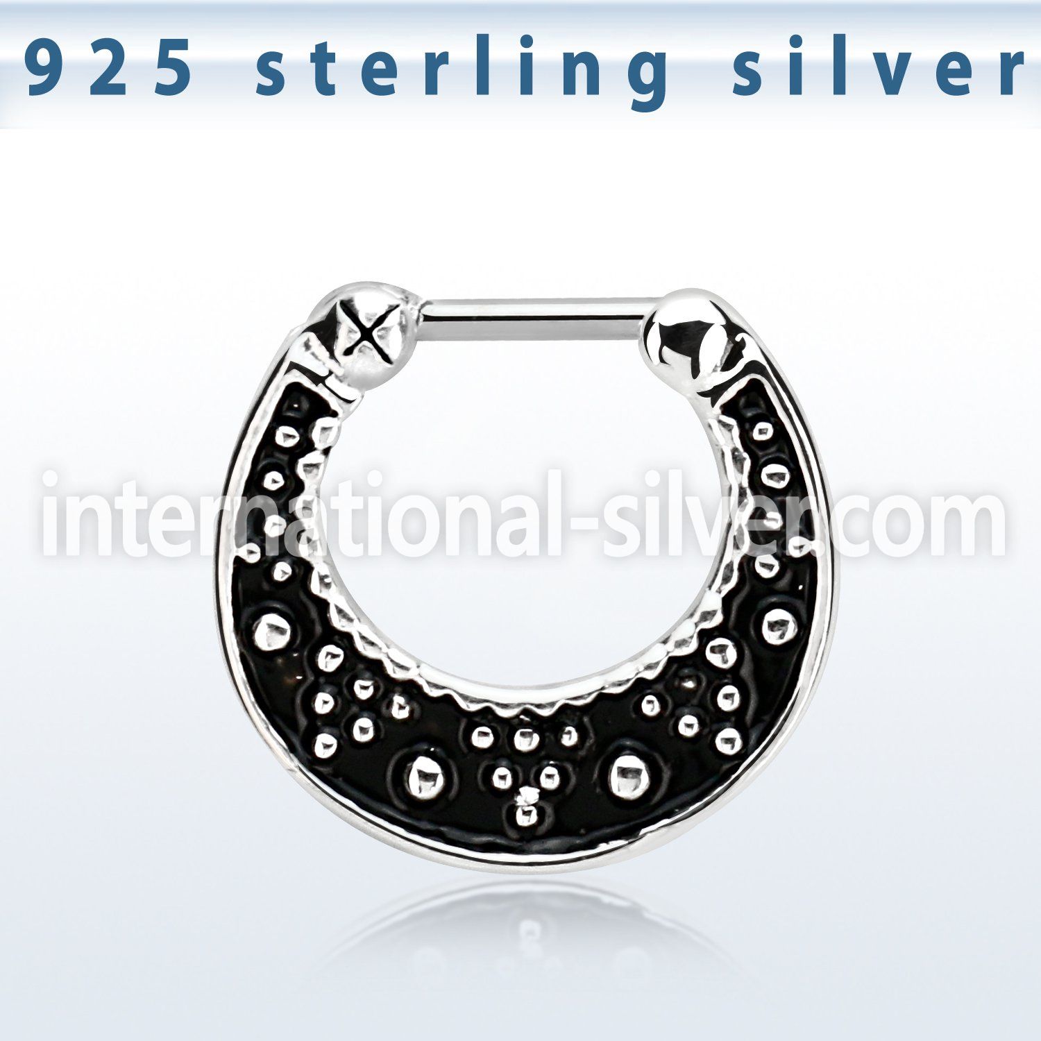 vsepfb16 silver septum clicker w black accent w 1 2mm closure bar