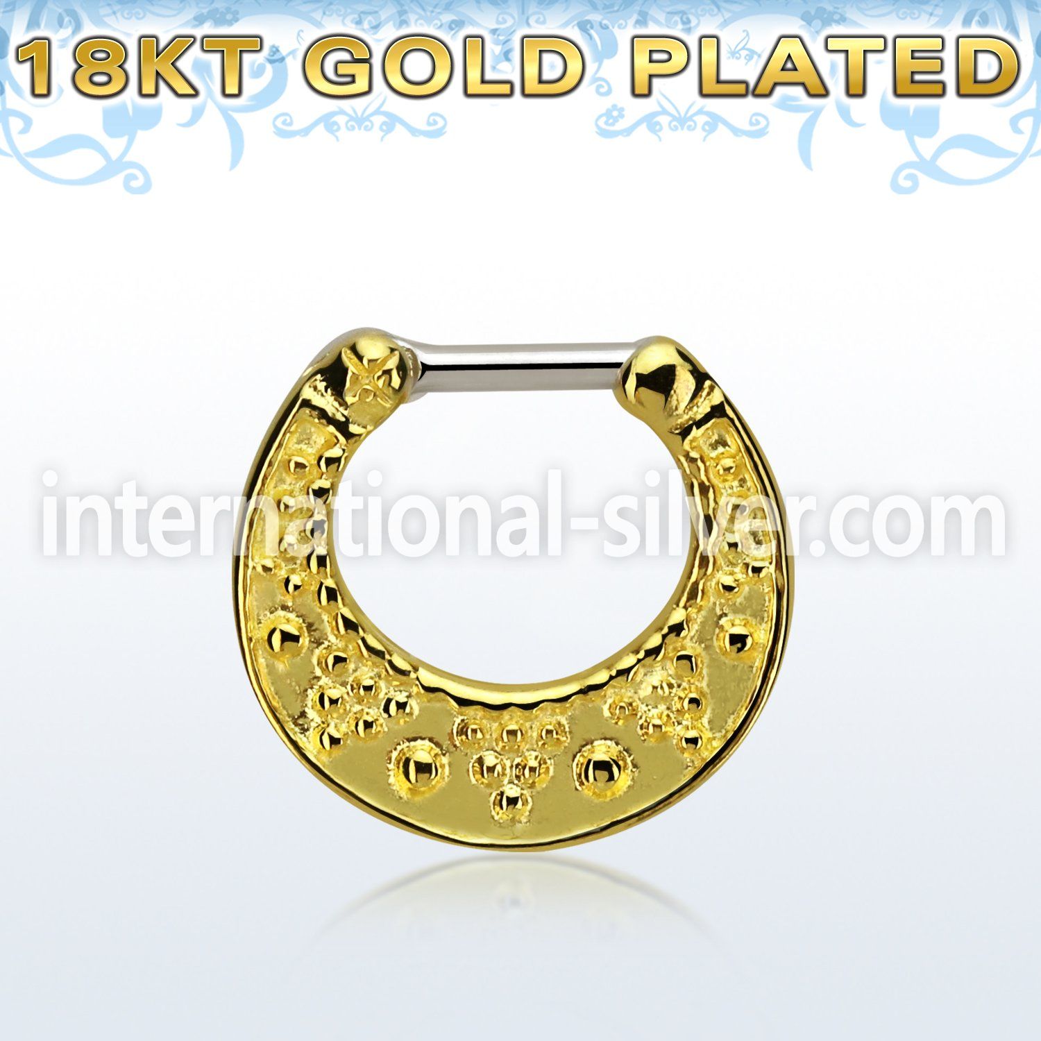 vsepfg16 gold plated silver septum clicker w 1.2mm closure bar