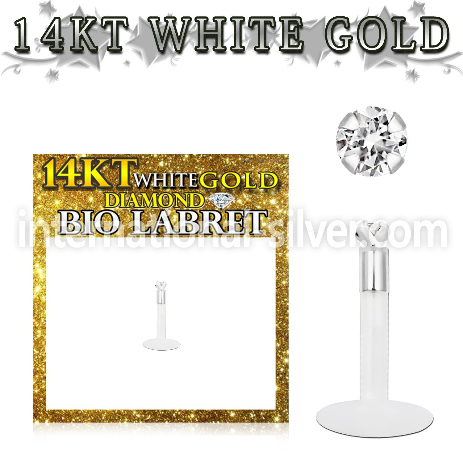 wbidi bioflex labret w 1 5mm prong set diamonds white gold top