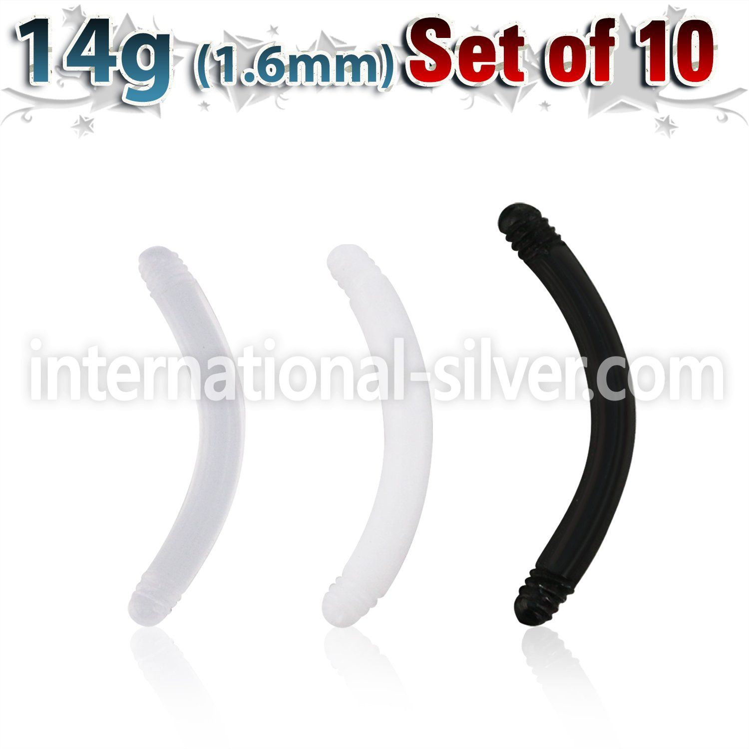 xabn14g pack w 10 pcs. pregnancy belly ring posts (1.6mm)