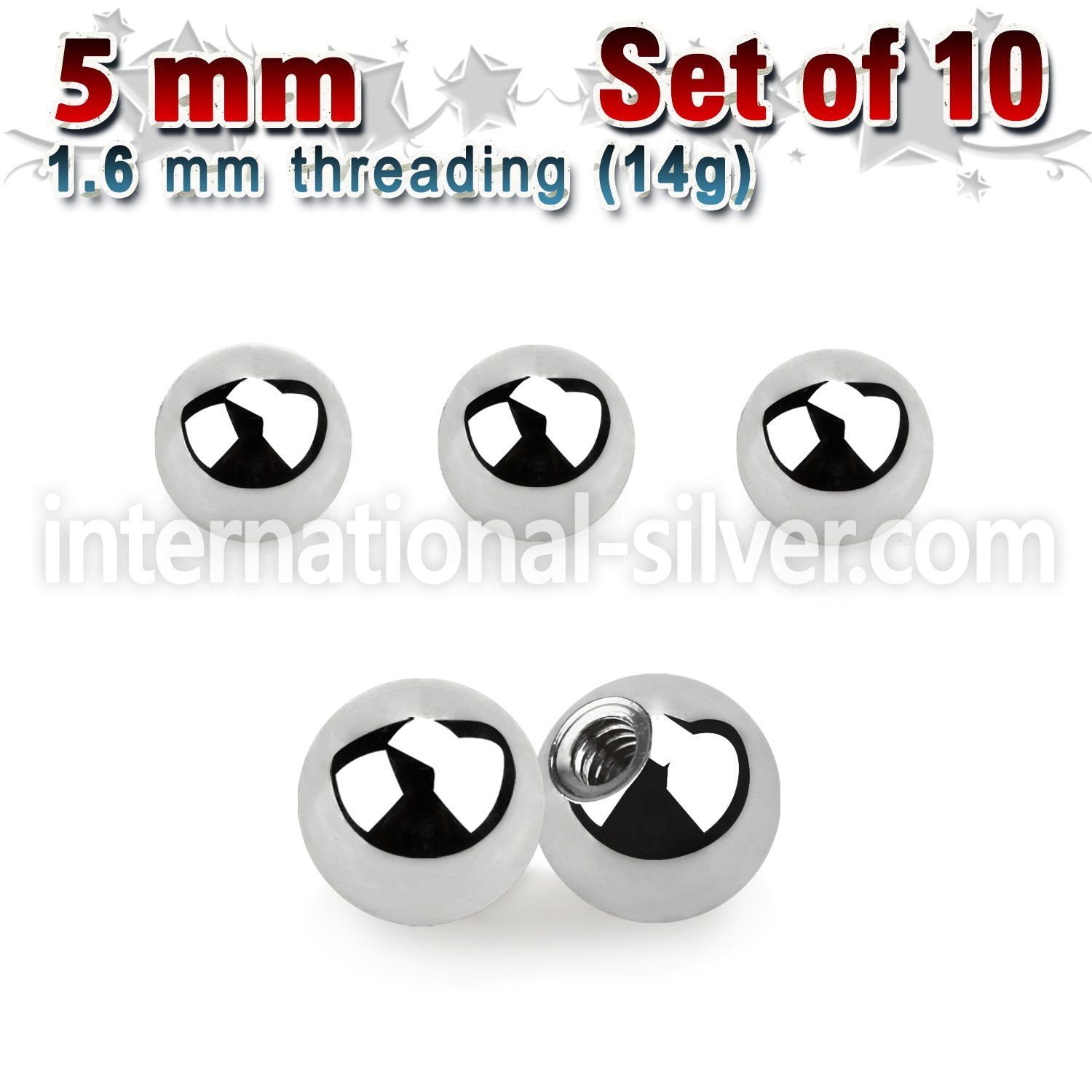 xbal5 pack of 10 pcs of 5mm high polished 316l steel balls