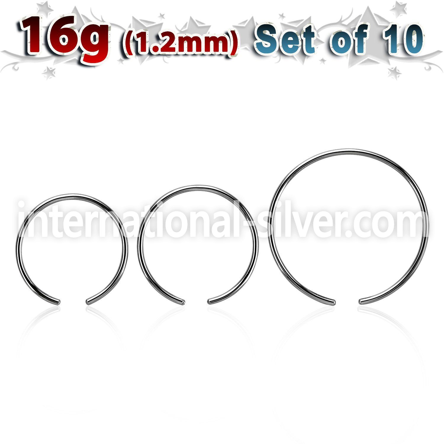 xcr16g pack w 10 pcs. 316l steel ball closure ring post  1.2mm