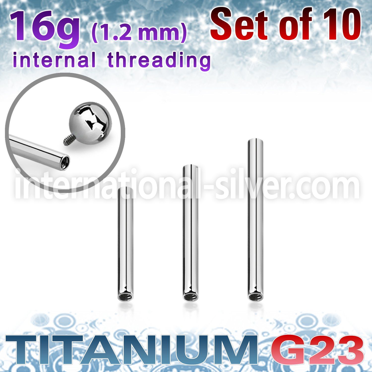 xubb16gi titanium internal threading bars 10pcs