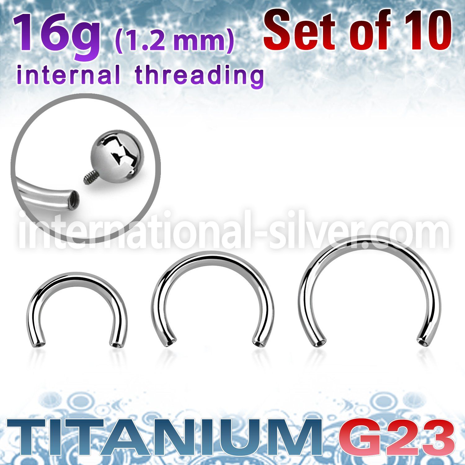 xucb16gi titanium internal threading horseshoe bars 10pcs