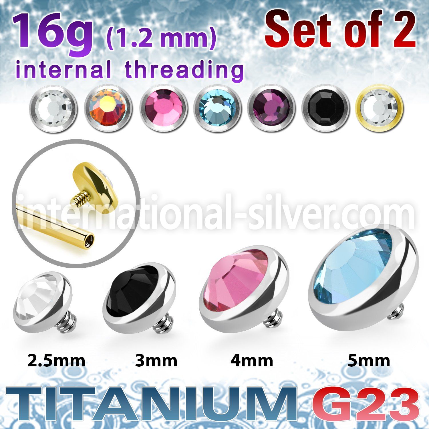xufbin titanium flat back press fit gem tops 2pcs