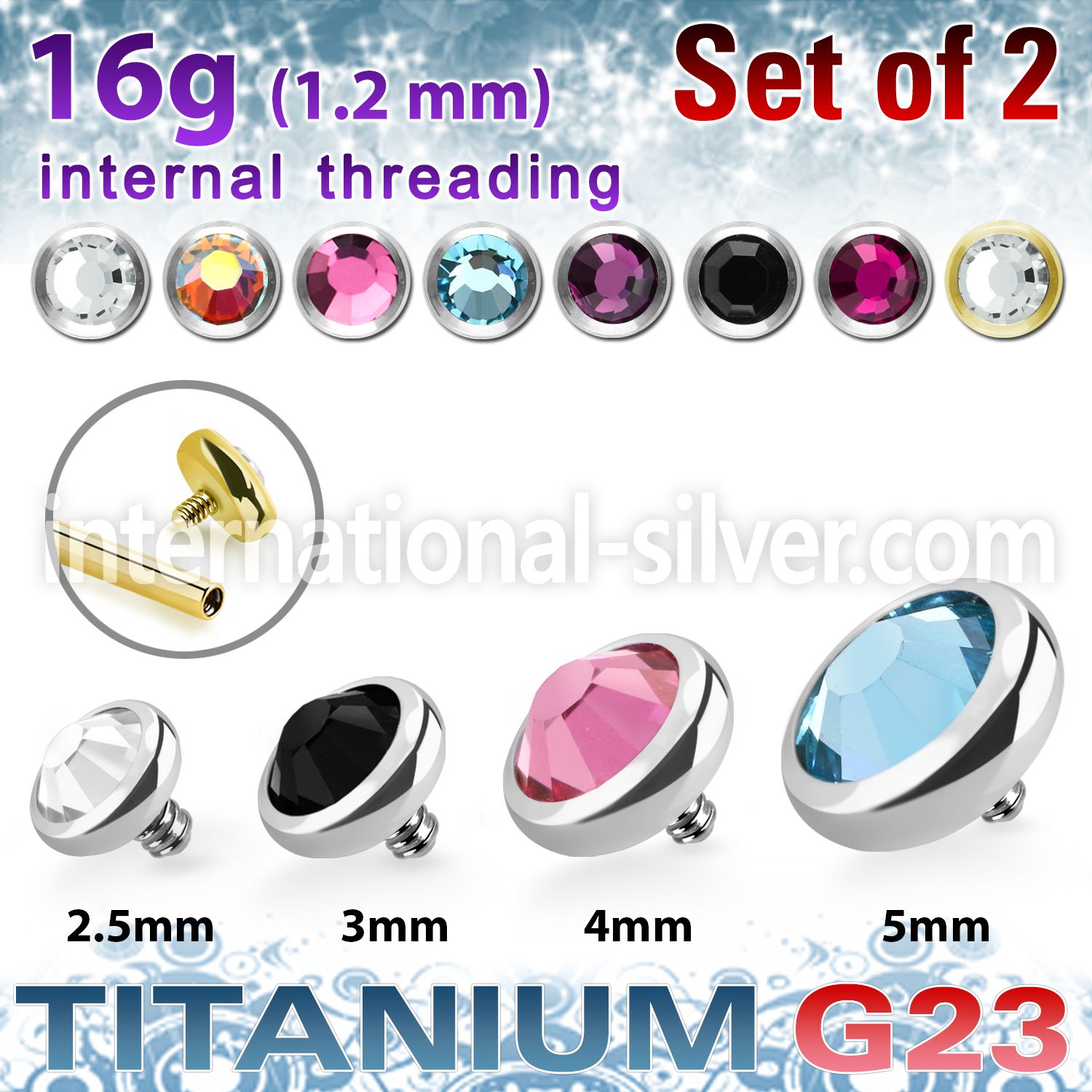 xufbin titanium flat back press fit gem tops 2pcs