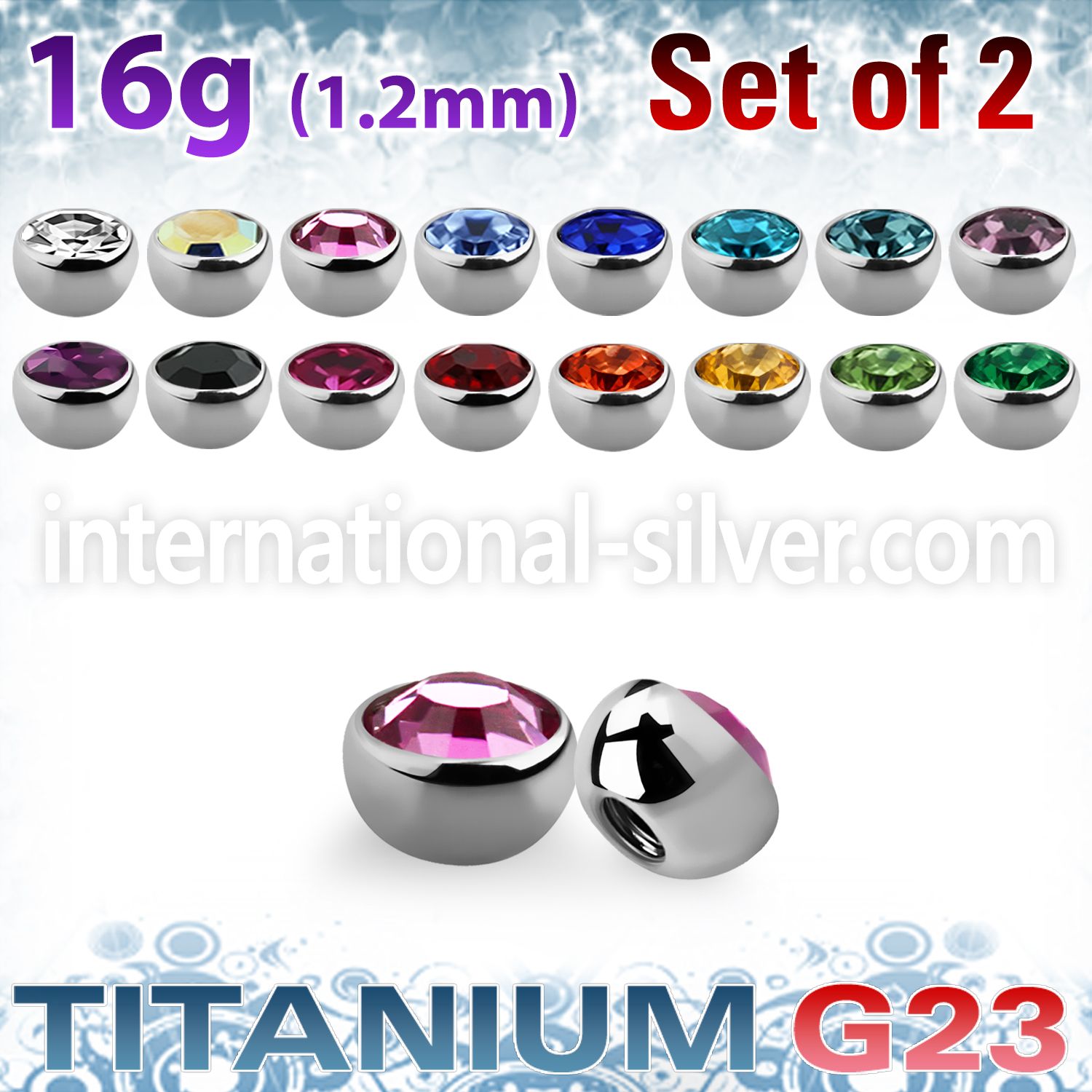 xuhjb3 titanium press fit half gem balls 2pcs
