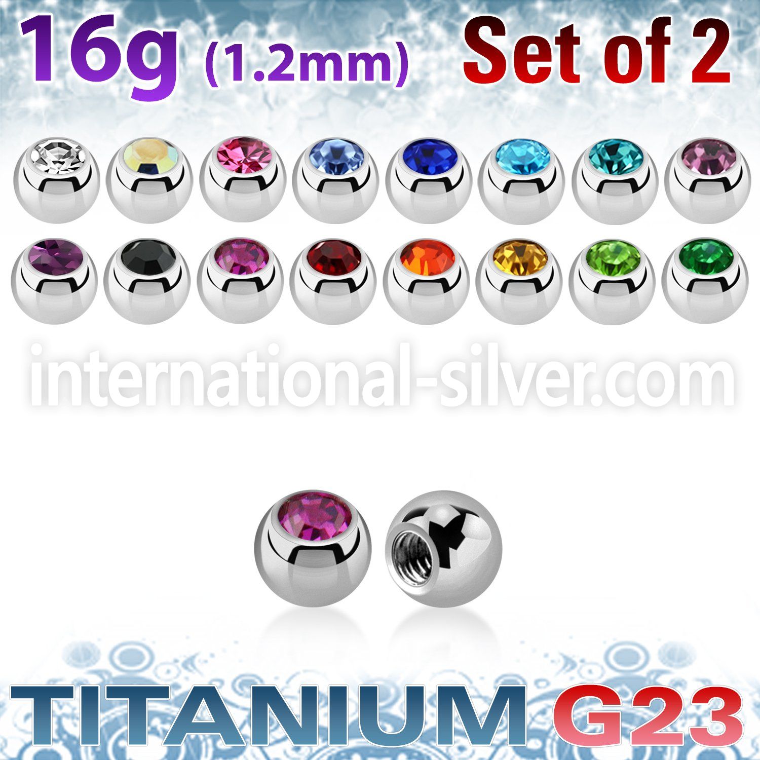 xujb25 titanium press fit gem balls 2pcs
