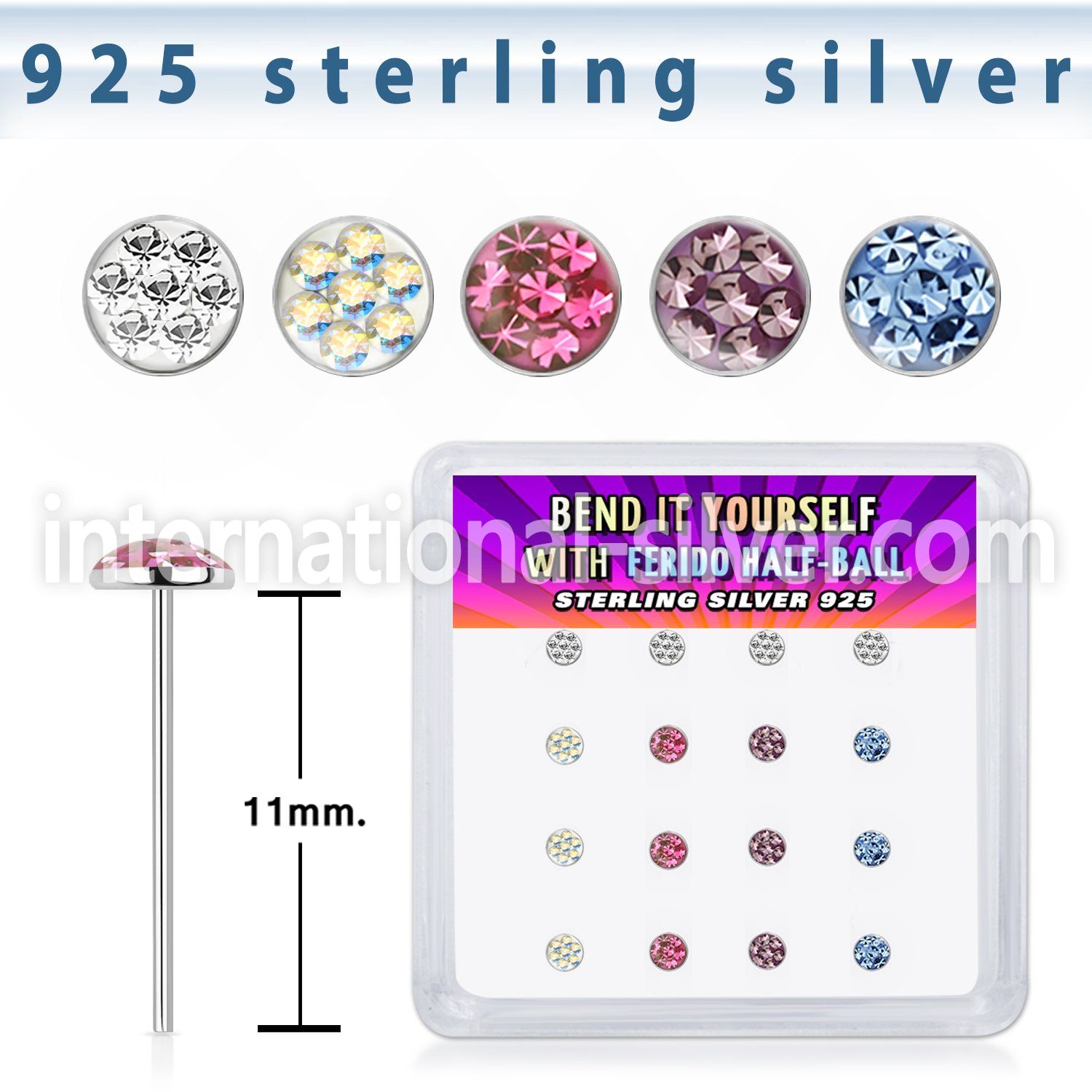 yxfr16m silver bend it to fit nose studs 22g ball ferido