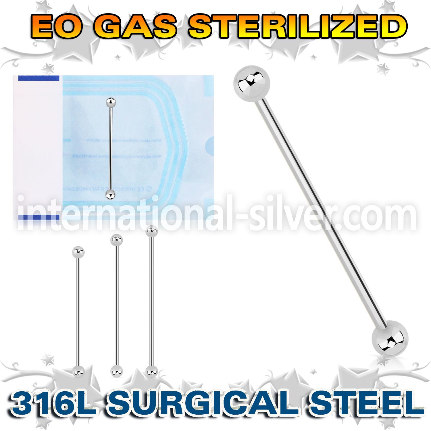 zbbinds surgical steel industrial barbell eo gas sterilized