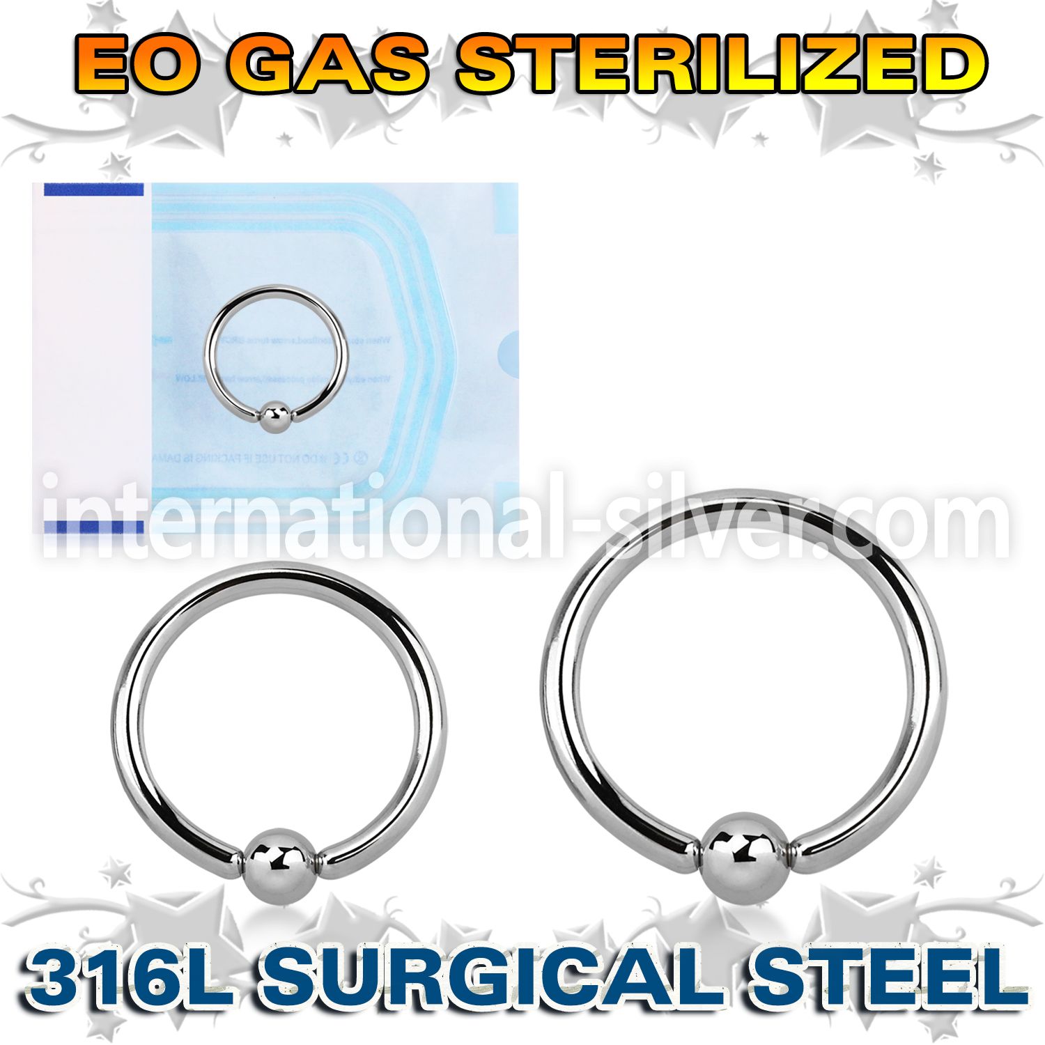 zbcr18s surgical steel captive bead ring sterilized