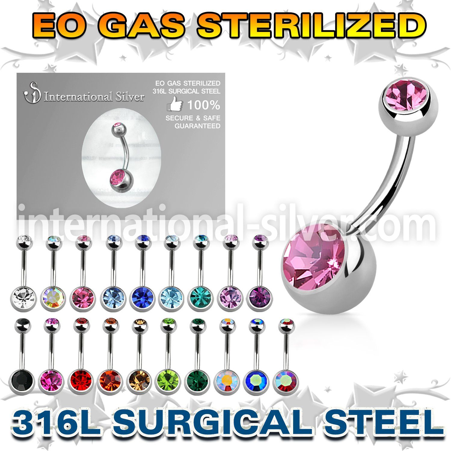 zbn2cg belly rings surgical steel 316l belly button