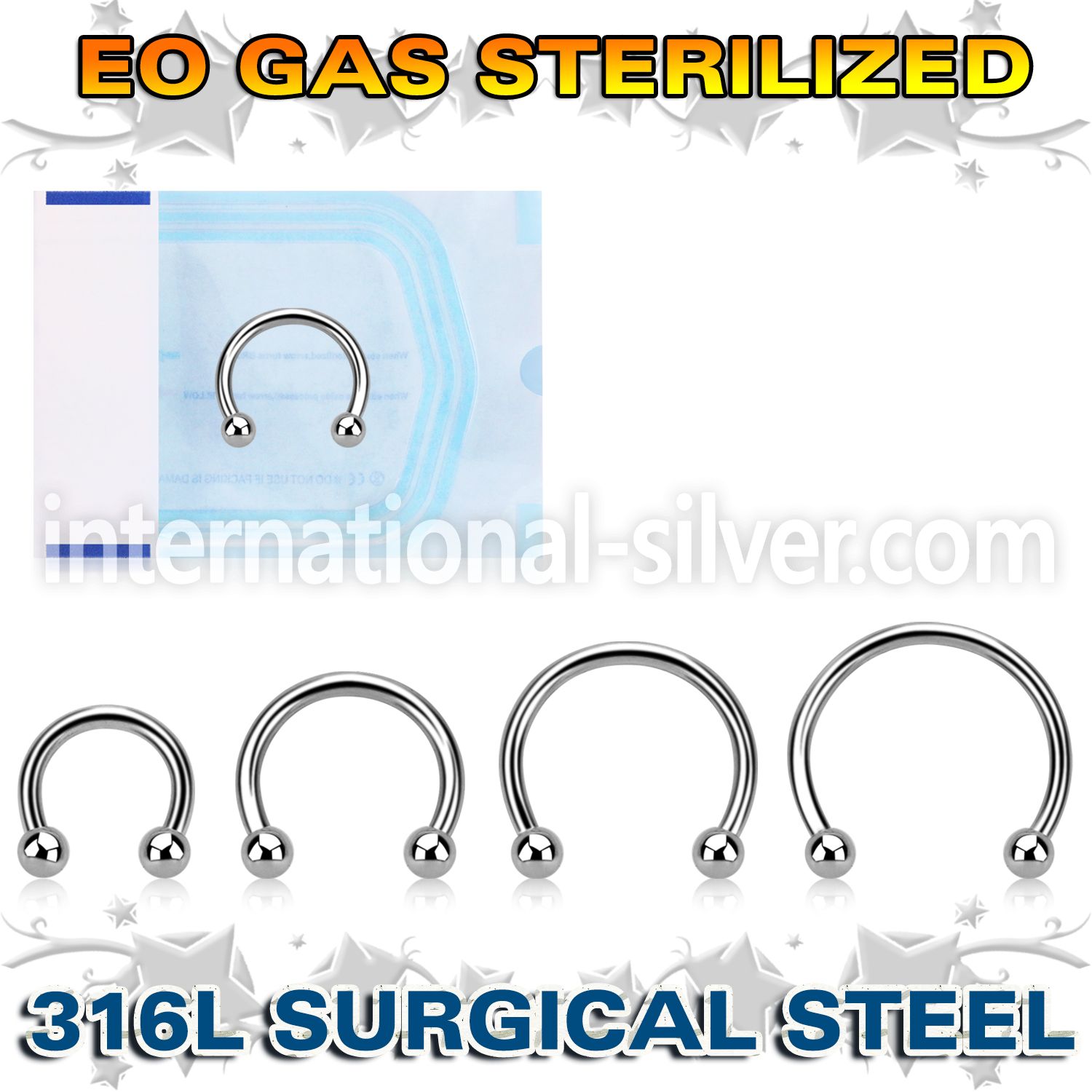 zcbeb25 surgical steel circular barbell eo gas sterilized