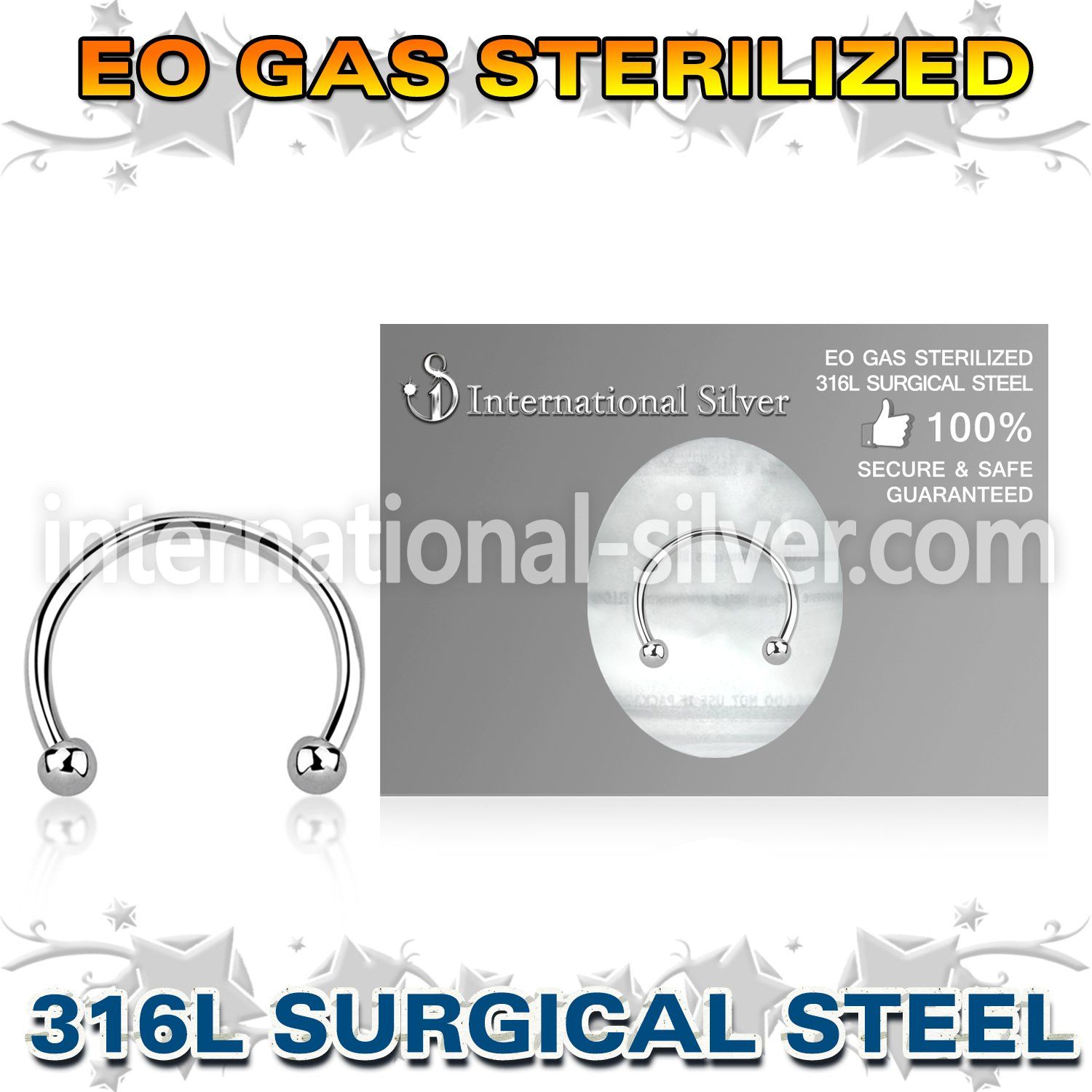 zcbeb2 surgical steel horseshoe eo gas 2mm balls