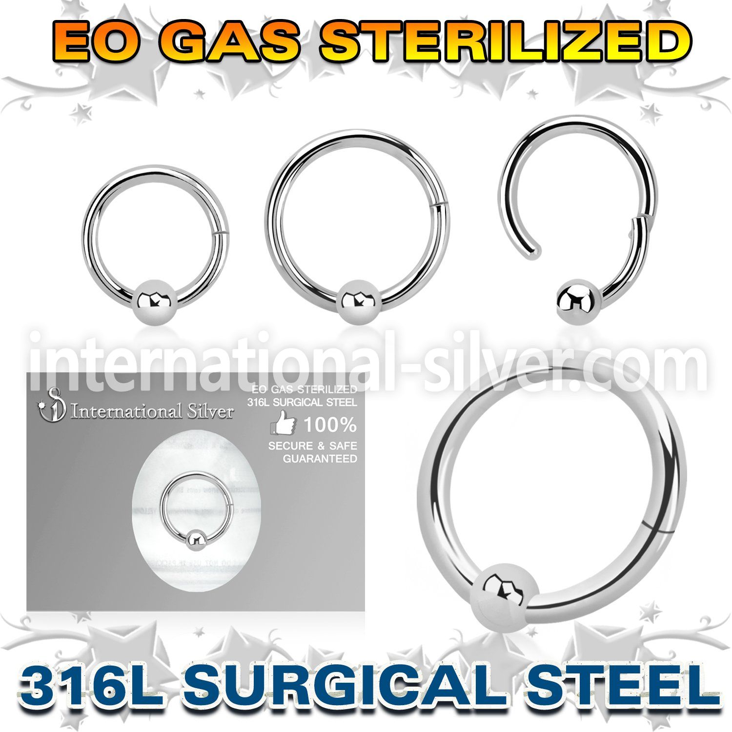 zhbcrb16 sterilized steel hinged captive bead ring 16g ball