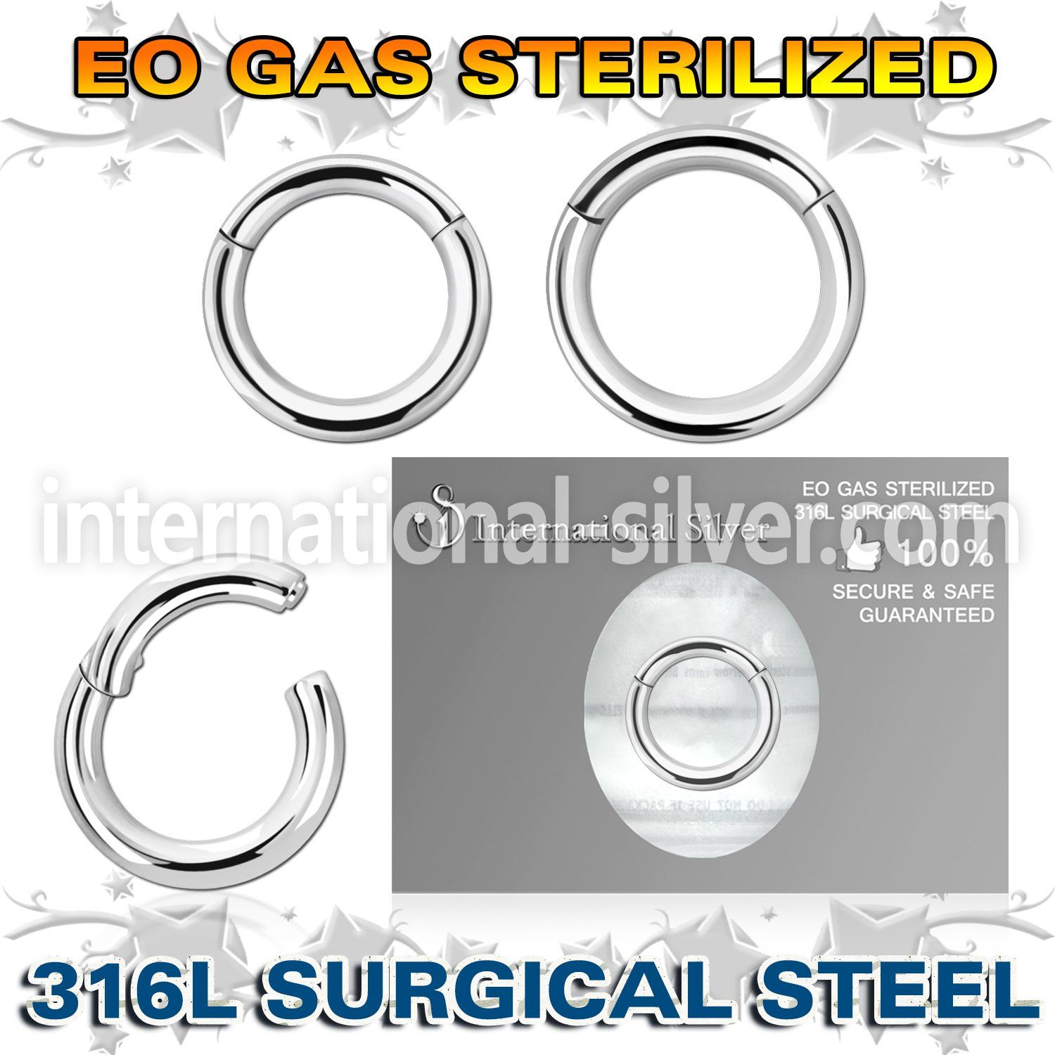 zsegh10 sterilized surgical steel hinged segment hoop 10g