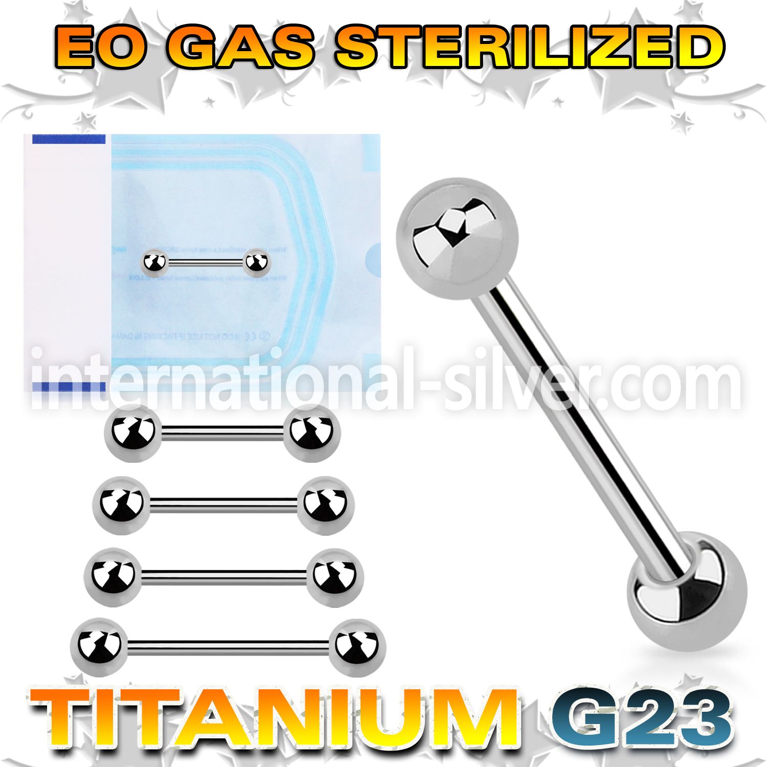 zubbnps titanium barbell eo gas sterilized 4mm balls