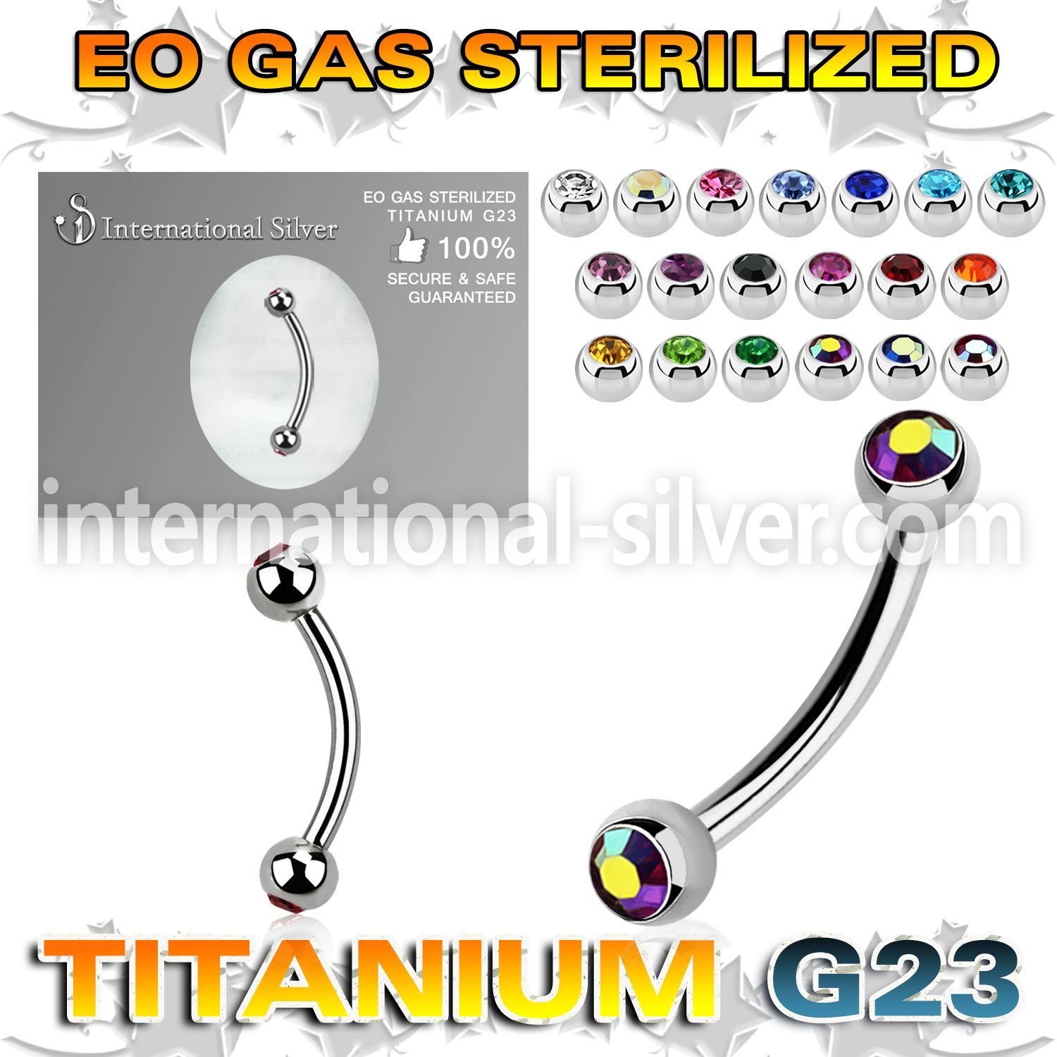 zubne2c eo gas sterilized piercing titanium g23 eyebrow banana 3mm balls