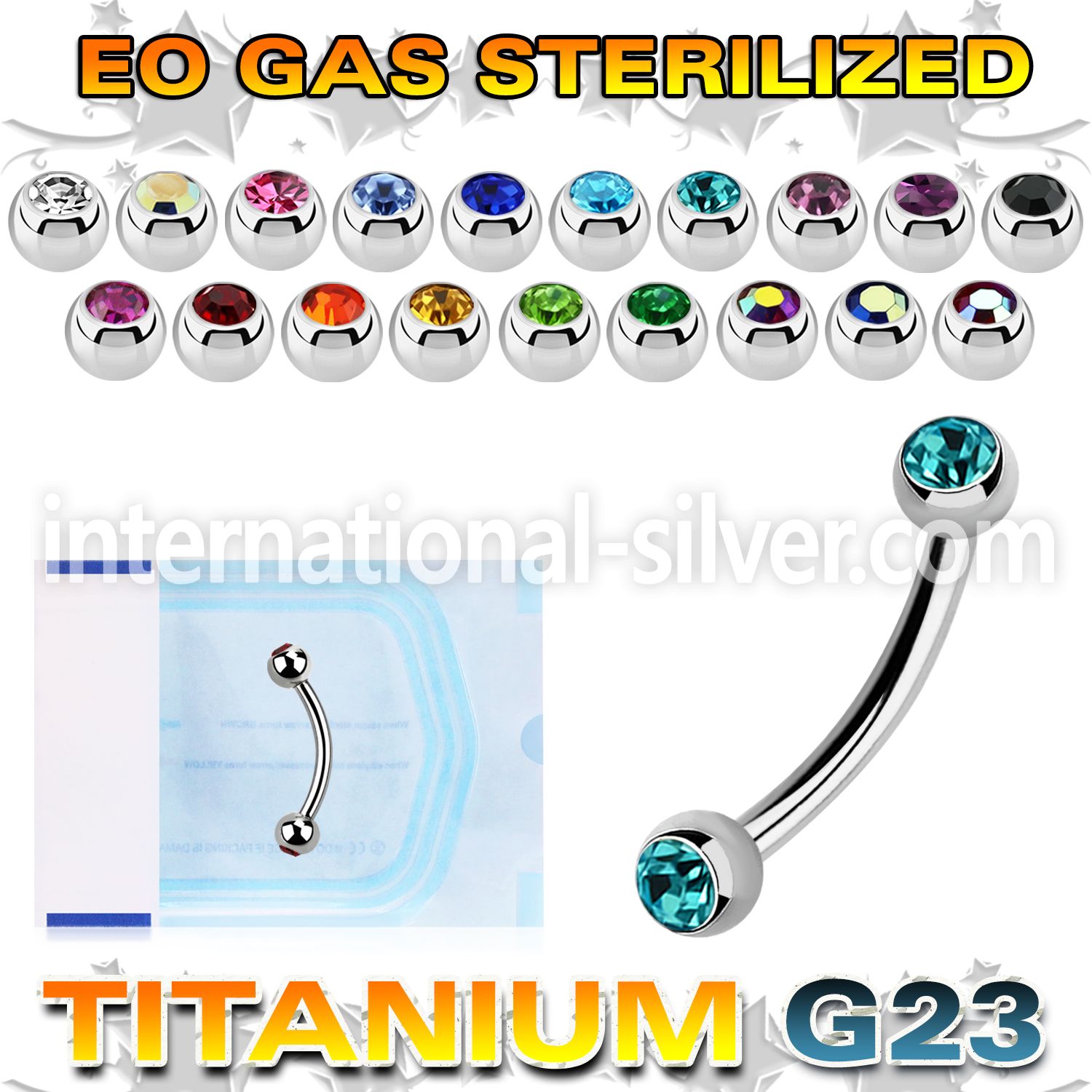 zubne2c eo gas sterilized piercing titanium g23 eyebrow banana 3mm balls