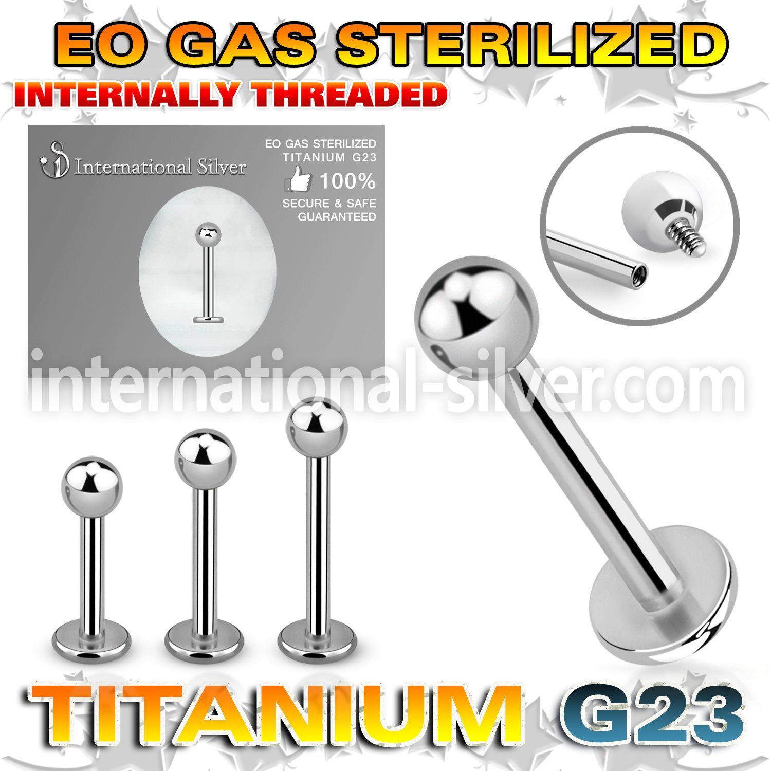 zulbb3in sterilized titanium labret stud 16g ball internal