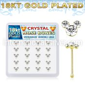 18bmos20 18k gold plated silver nose bones 3 round crystals