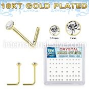 18bxsmc8 18k gold silver l shaped nose studs 22g gem 52
