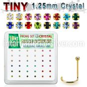 18wp6xm box gold plated silver nose screw set 1.25mm mix crystal