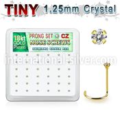 18wz12xc box gold plated silver nose screw w set 1.25mm clear czs