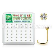 18wz2xc box 36 gold plated silver nose screws w set 2mm clear cz