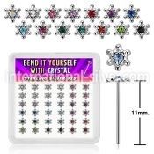 36 silver bend it nose stud clear crystal david star top 