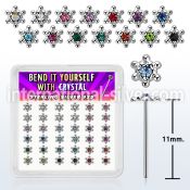 36 silver bend it nose stud clear crystal david star top 