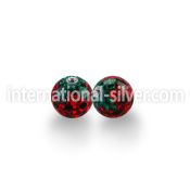 8mm ferido glued multi gems ball with strawberry design covered with resin 14g 1 6mm threading one piece