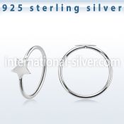 aghst22 925 sterling silver seamless nose hoop ring star