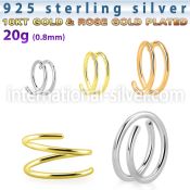 agspr20 925 silver spiral nose ring, 20g (0.8mm)