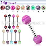 bbdxb straight barbells surgical steel 316l with acrylic parts tongue