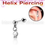 bber82 316l steel helix barbell, 16g w 4mm ball tulip 