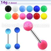 bbsa straight barbells surgical steel 316l with acrylic parts tongue