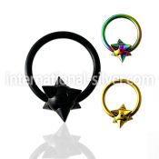 bcct14 hoops captive rings anodized surgical steel 316l ear lobe