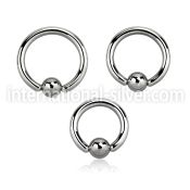 bcr10 hoops captive rings surgical steel 316l ear lobe