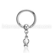bcrg767 316l steel ball closure ring, 14g a dangling tulip 